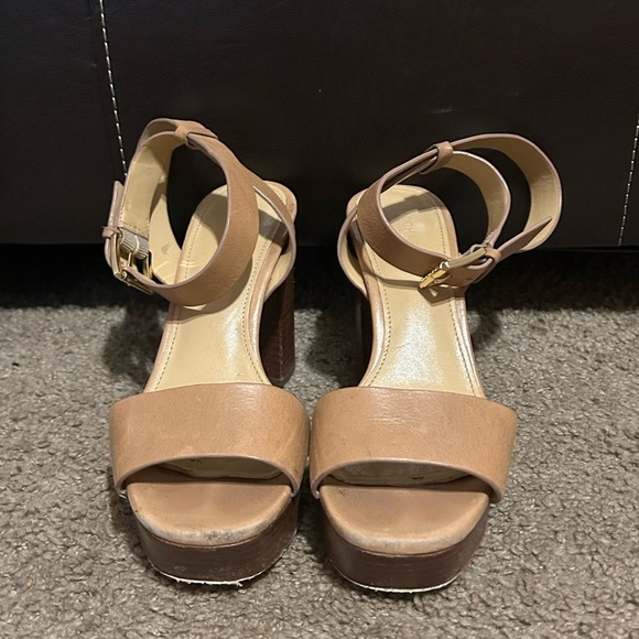 Michael Kors Leonora Ankle Strap Platform Heels Leather Brown Size 6 Women’s 4” - Picture 6 of 11